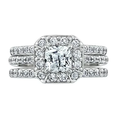 Womens 1 7/8 CT. T.W. Cubic Zirconia Sterling Silver Square Bridal Set
