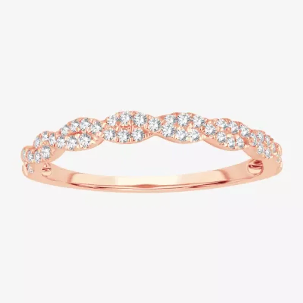 Signature By Modern Bride Womens 1/5 CT. Natural White Diamond 10K Rose Gold Wedding Band