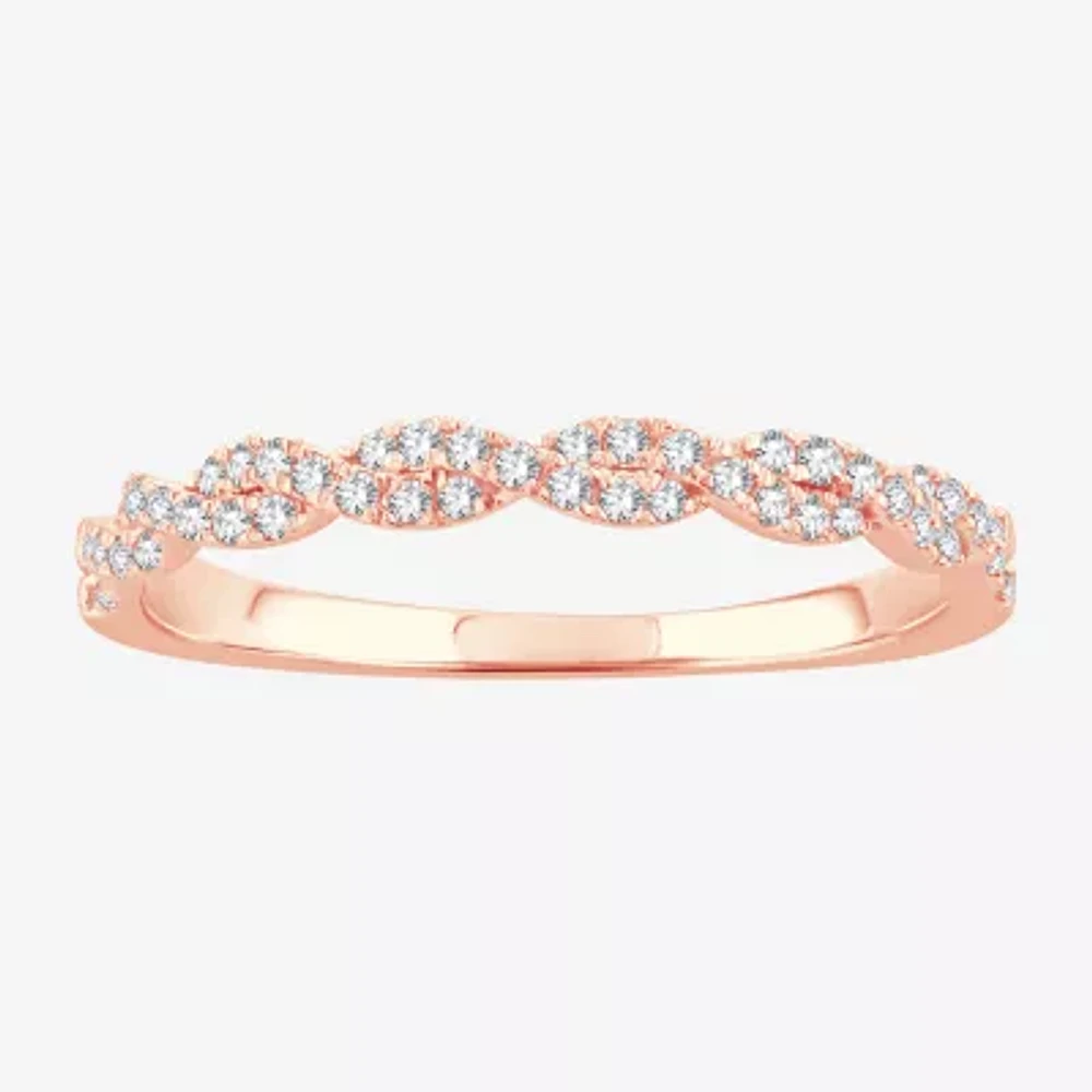 Womens 1/5 CT. Natural White Diamond 10K Rose Gold Wedding Band