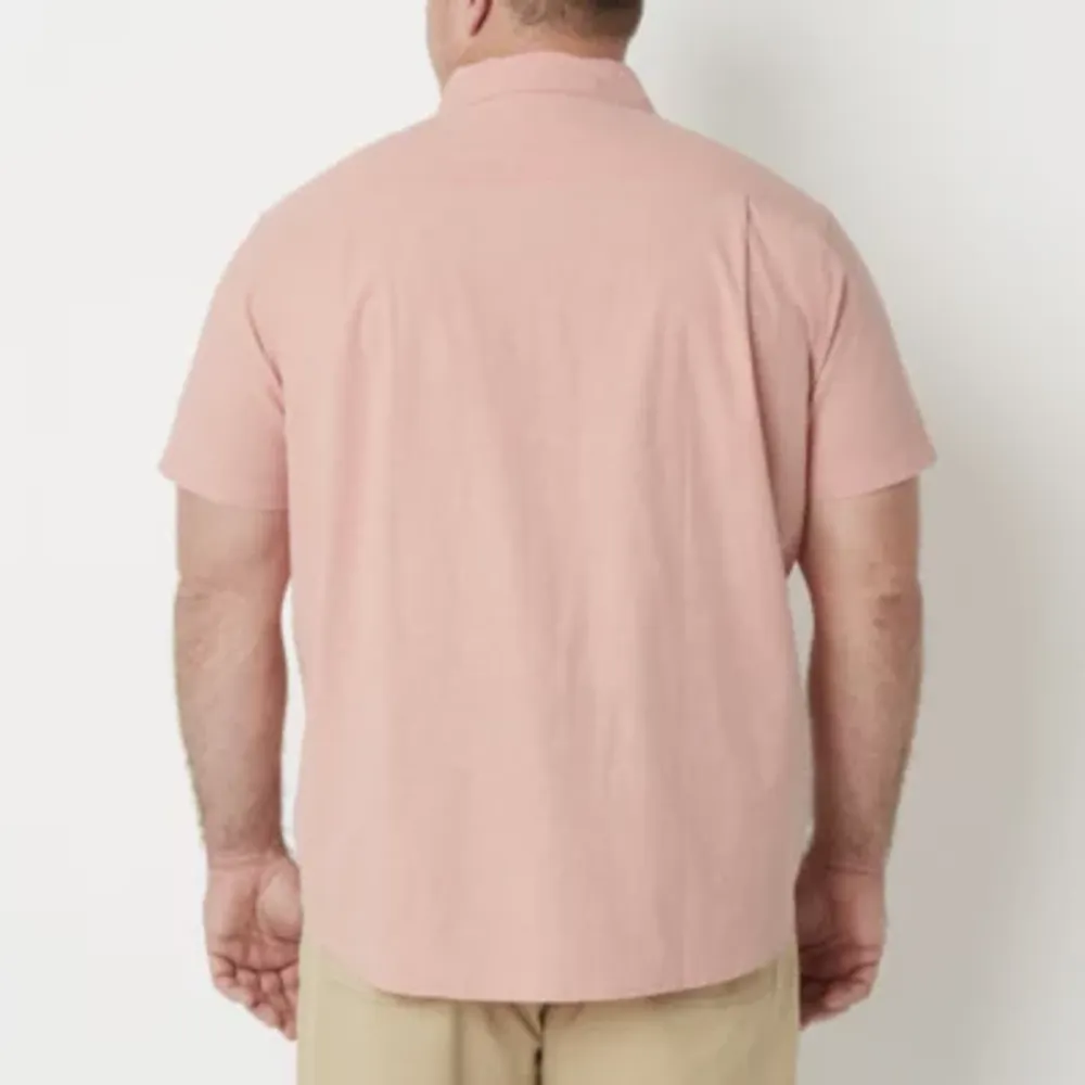 mutual weave Mens Easy-on + Easy-off Short Sleeve Classic Fit Big and Tall Button-Down Shirt