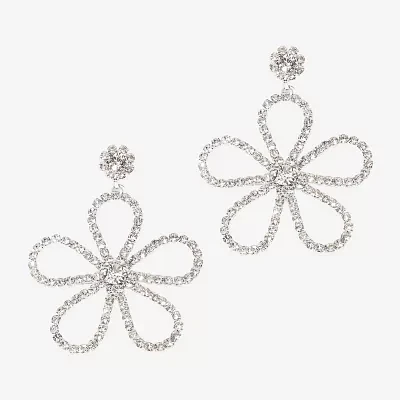 Bijoux Bar Silver Tone Womens Glass Flower Drop Earrings