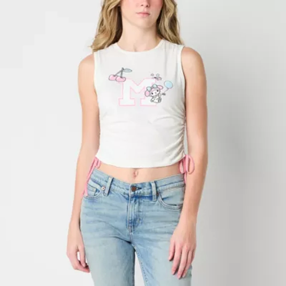My Melody Cinched Muscle Tank Womens Crew Neck Sleeveless Hello Kitty Juniors Top