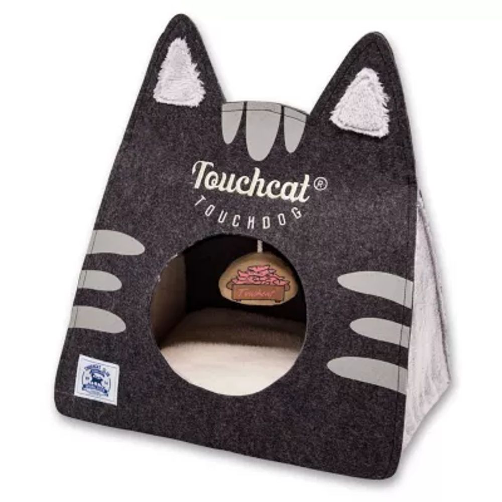Touchcat 'Kitty Ears' Travel On-The-Go Collapsible Folding Cat Pet Bed House with Toy