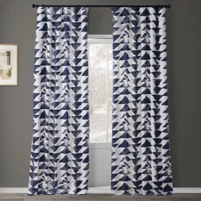 Exclusive Fabrics & Furnishing Triad Printed Cotton Rod Pocket Back Tab Light-Filtering Single Curtain Panel