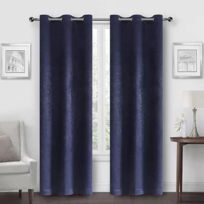 Regal Home Peninsula Faux Suede Grommet Top Energy Saving Blackout Set of 2 Curtain Panel