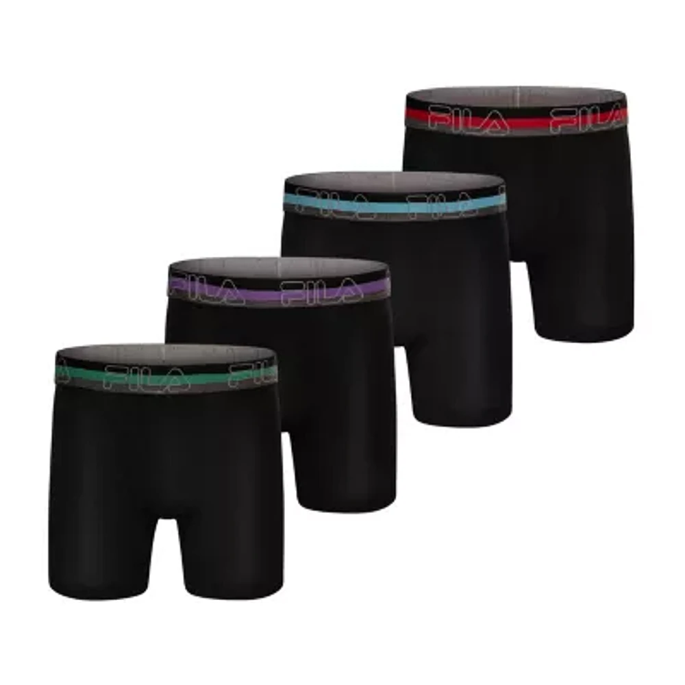 FILA Ultra Soft Stretch Mens 4 Pack Boxer Briefs Fm312bxcs28-001