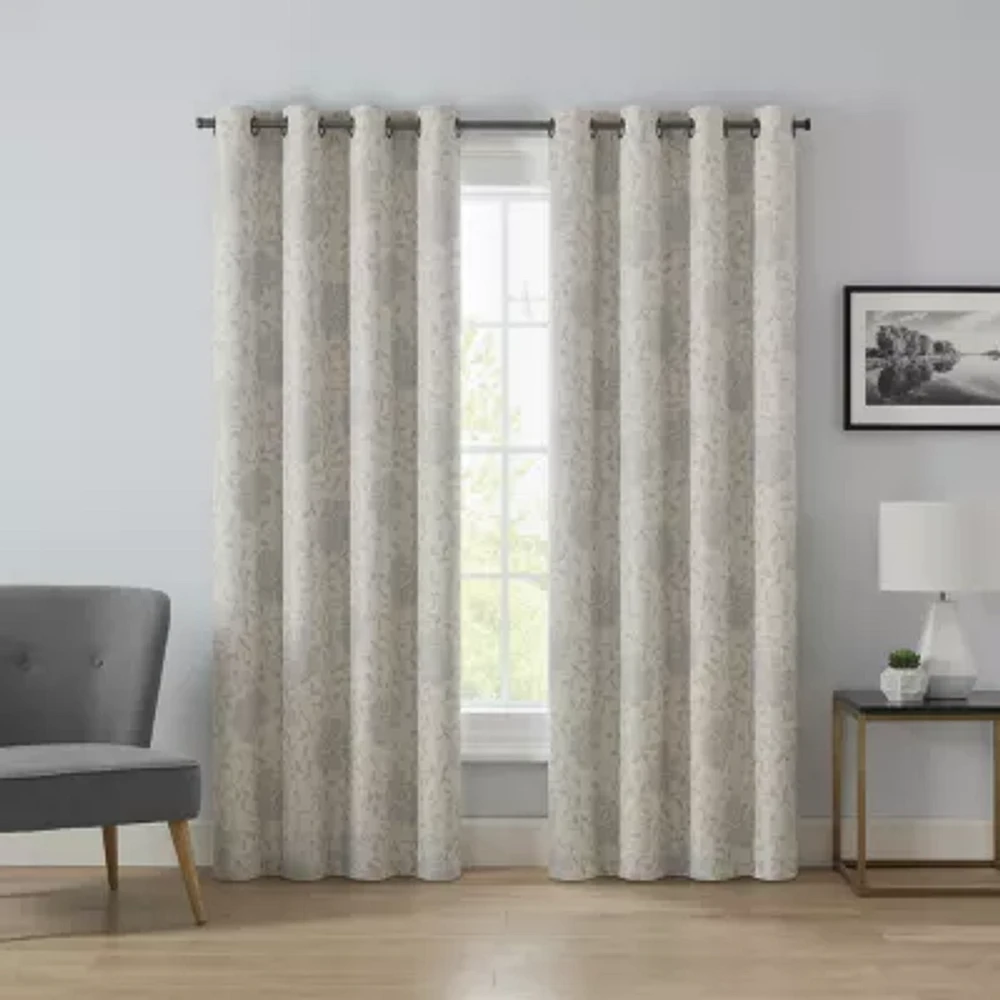 Eclipse Andes Floral Print Grommet Top Energy Saving 100% Blackout Single Curtain Panel
