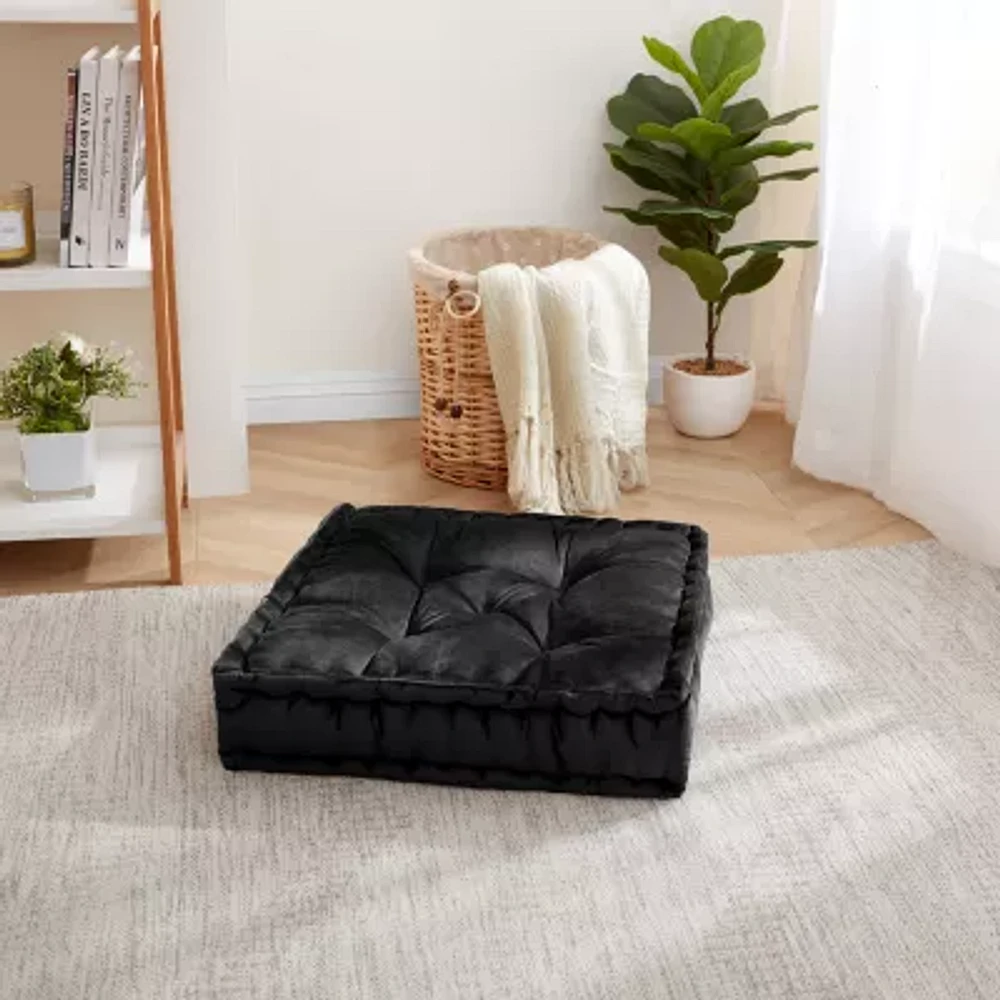 Sweet Home Collection™ 20"x20" Oversized Square Tufted Floor Pillow Faux Velvet Fabric
