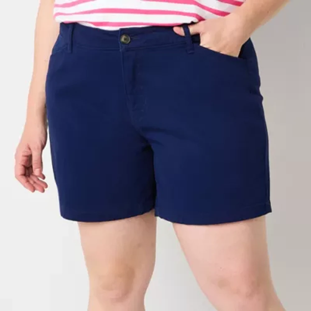 St. John's Bay Womens 6" Mid Rise Plus Chino Short