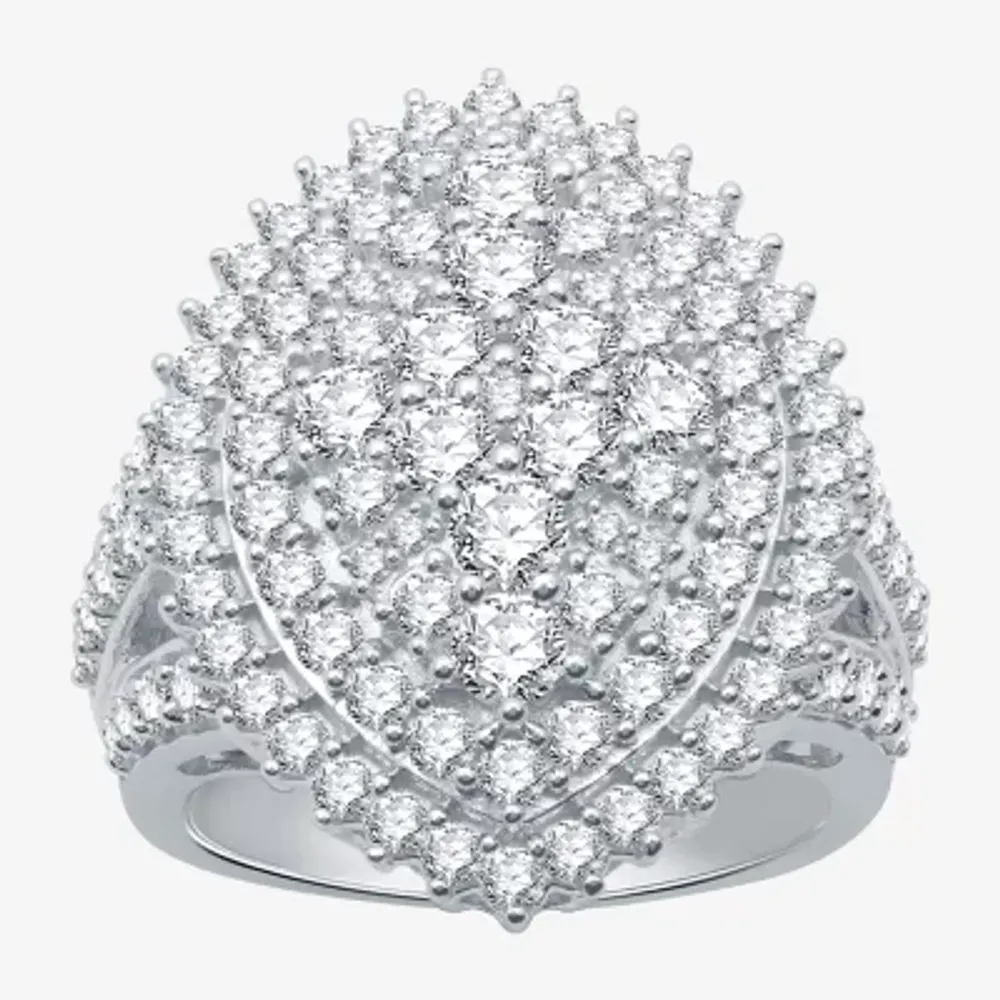 (H-I / I1) Womens 3 CT. T.W. Lab Grown Diamond 10K White Gold Halo Cocktail Ring