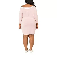 Poetic Justice Womens Long Sleeve Sheath Dress Plus