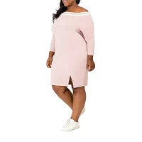 Poetic Justice Womens Long Sleeve Sheath Dress Plus