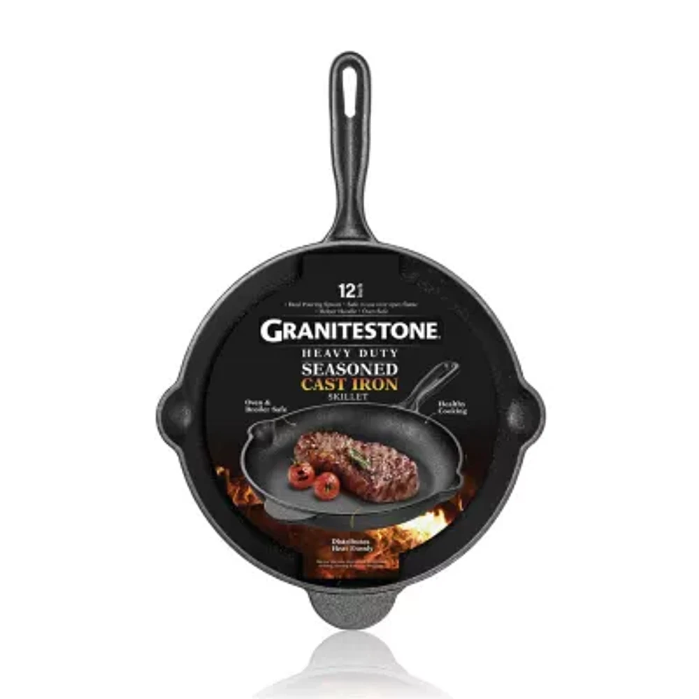 Granitestone Heavy Duty Cast Iron 12" Round Skillet