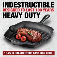 Granitestone Heavy Duty Cast Iron 10.25" Grill Pan