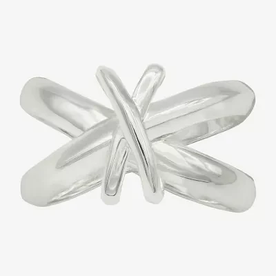 Sparkle Allure Womens 5.5MM Cubic Zirconia Pure Silver Over Brass Crossover Band