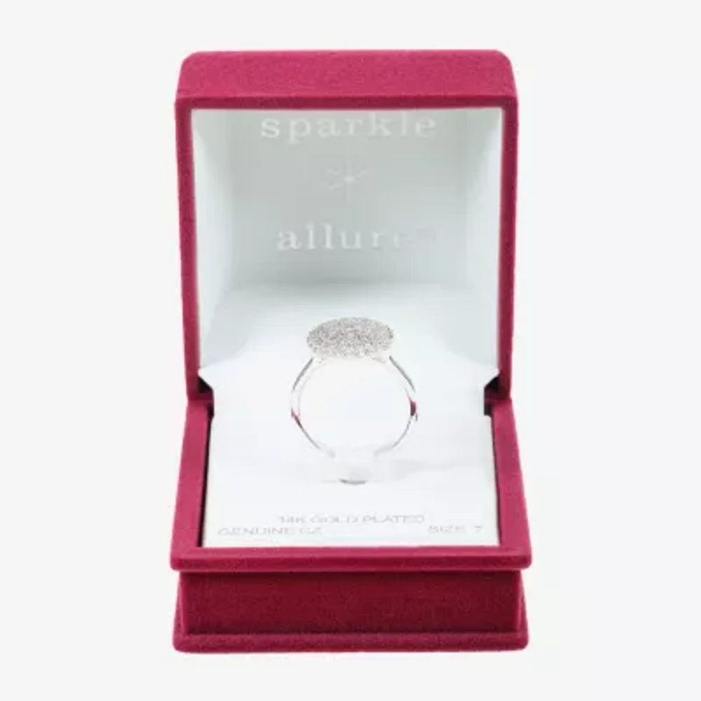 Sparkle Allure Womens Cubic Zirconia Pure Silver Over Brass Round Cocktail Ring