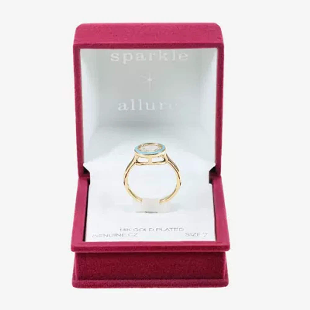 Sparkle Allure Womens Cubic Zirconia 14K Gold Over Brass Round Cocktail Ring