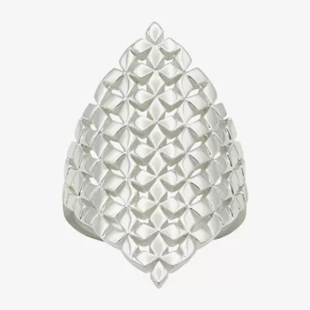 Sparkle Allure Womens Pure Silver Over Brass Cocktail Ring
