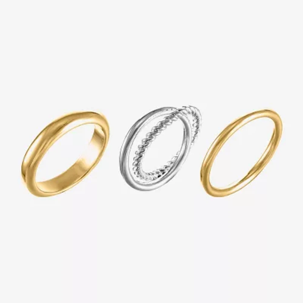 Sparkle Allure Womens 14K Gold Over Brass Pure Silver Ring Set