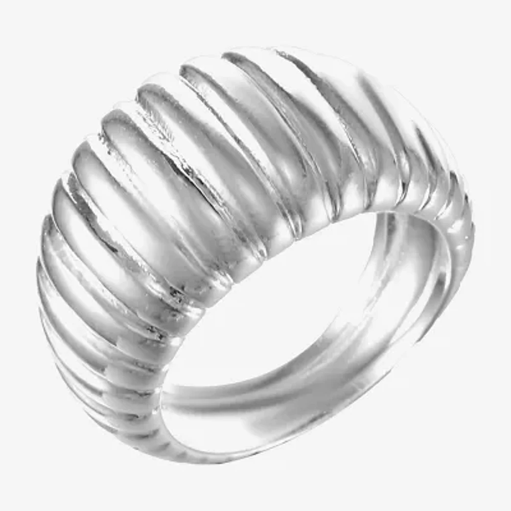 Sparkle Allure Dome Womens 6MM Pure Silver Over Brass Band