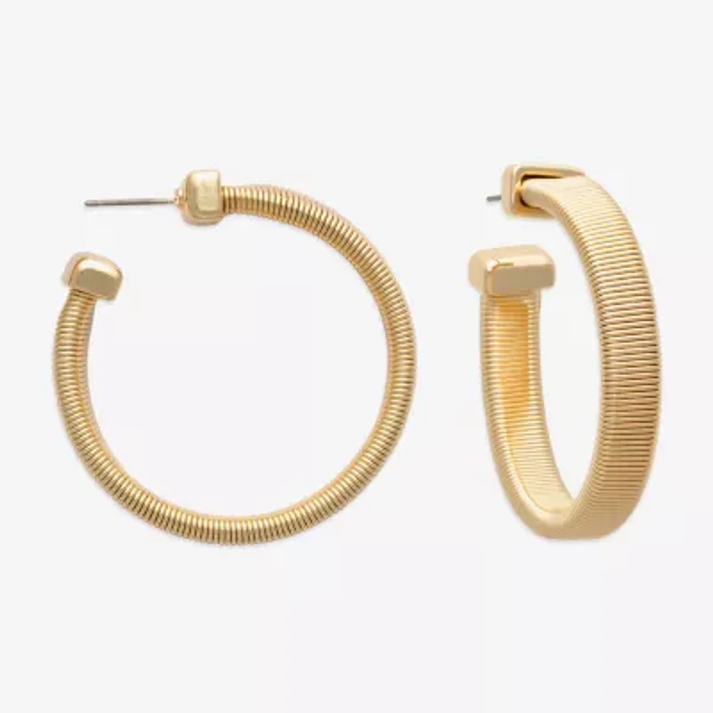 Bold Elements Gold Tone Womens 7.3mm Hoop Earrings