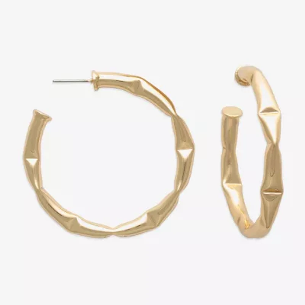 Bold Elements Gold Tone Womens 2 Inch Hoop Earrings