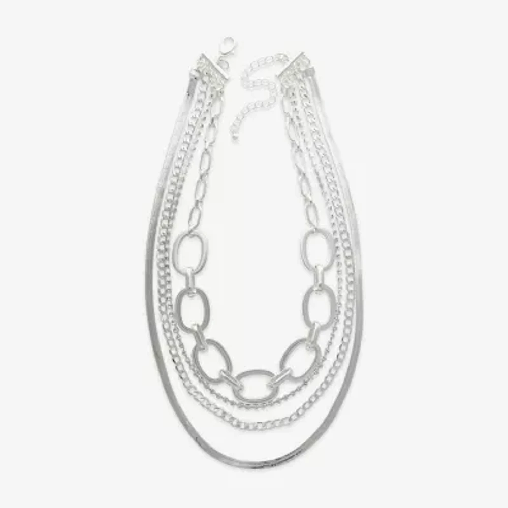 Bold Elements Silver Tone Womens 19 1/2 Inch Strand Necklace