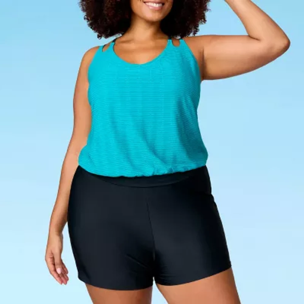 Free Country Built Bra Floral Tankini Swimsuit Top Plus