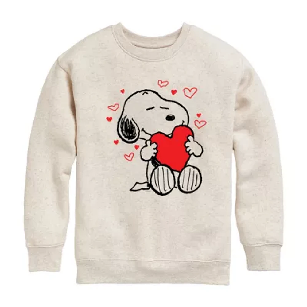 Snoopy Hearts Big Kid Girls Crew Neck Long Sleeve Peanuts Sweatshirt