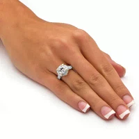 DiamonArt® Womens 3 CT. T.W. White Cubic Zirconia 18K Gold Over Silver Round Engagement Ring