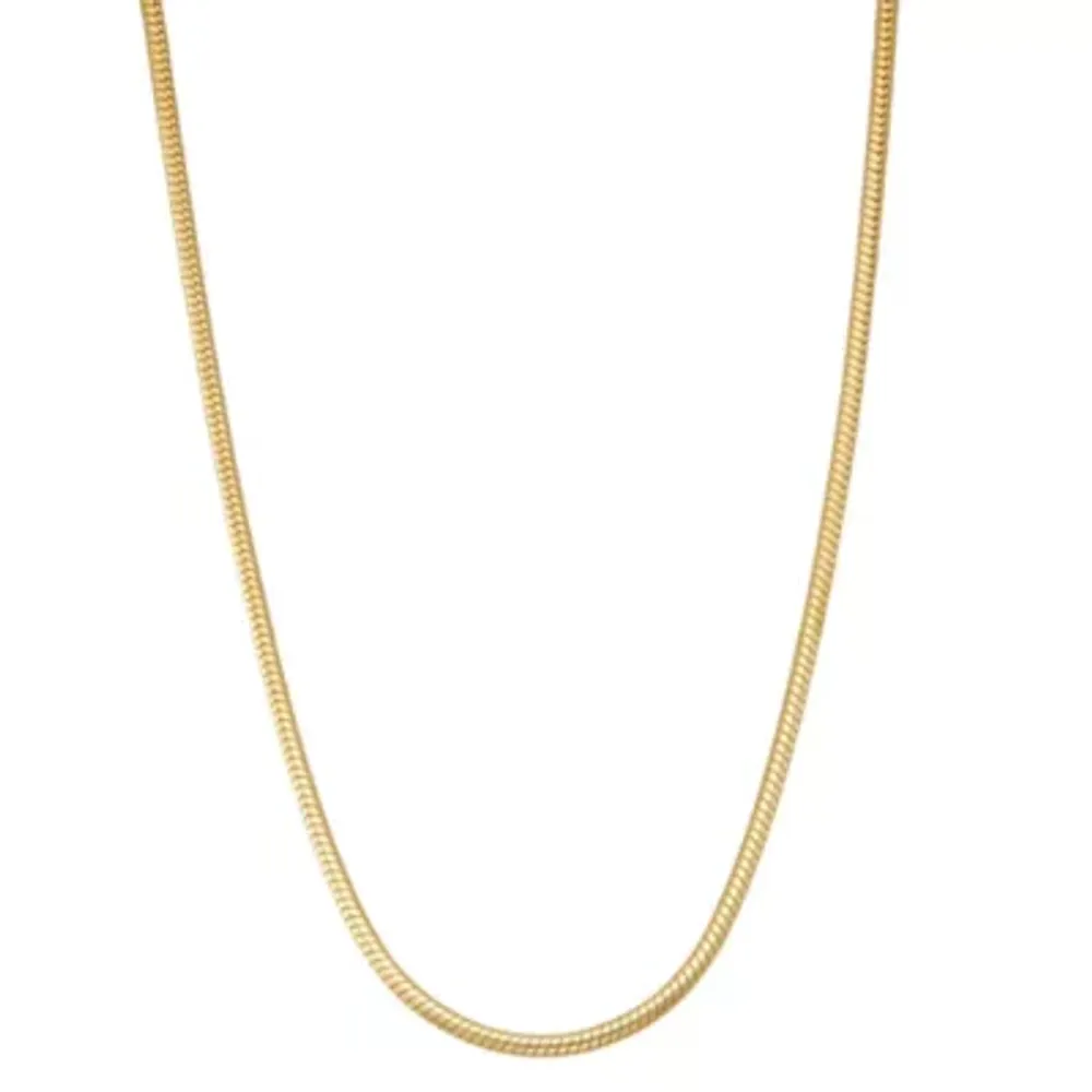 Mens 14K Gold Over Silver 20 Inch Snake Chain Necklace