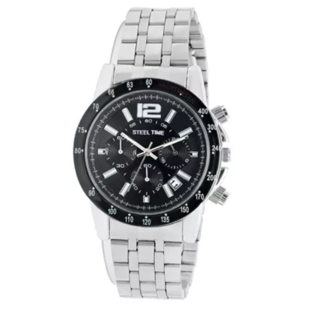 Steeltime Mens Silver Tone Stainless Steel Bracelet Watch 998-029-W