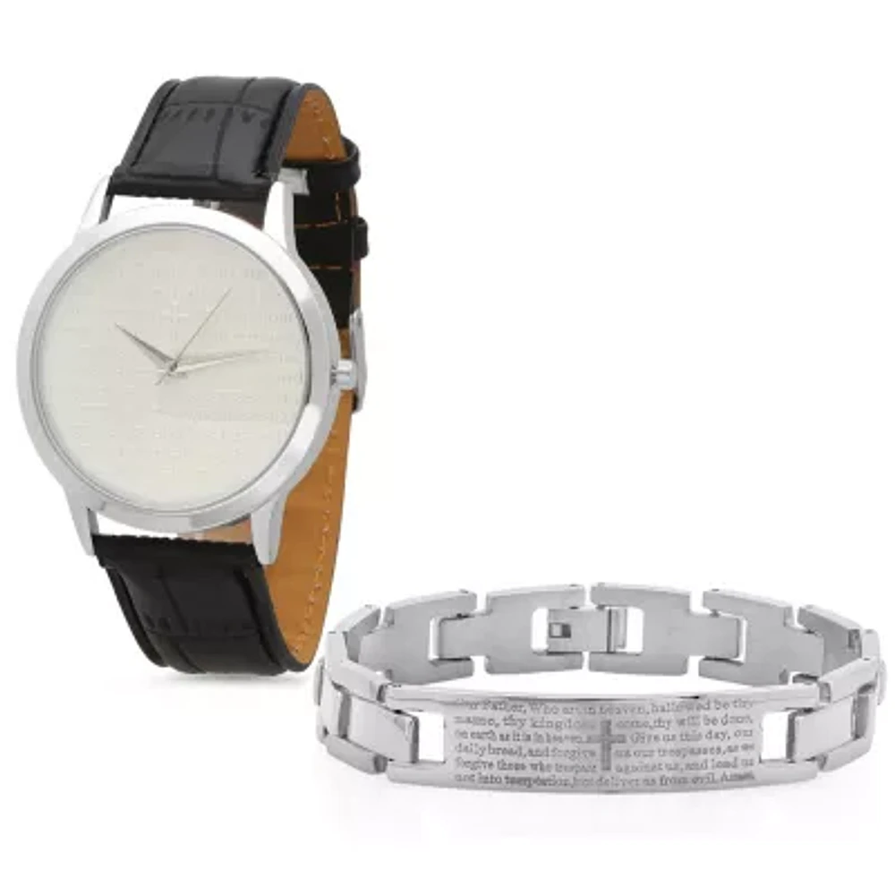 Steeltime Mens Lord's Prayer Silver Tone Bracelet Watch-998-010-W-613-149-B