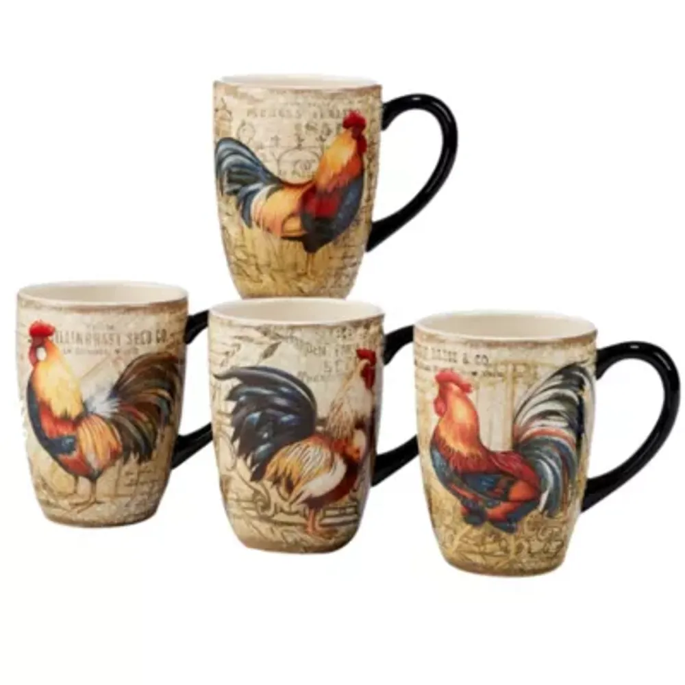Certified International Gilded Rooster 4-pc. Animal Coffee Mug