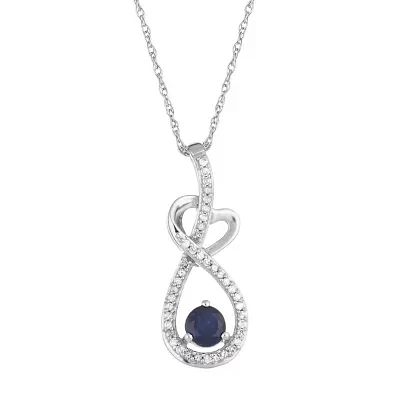 Womens 1/8 CT. T.W. Genuine Blue Sapphire 10K White Gold 18 Inch Pendant Necklace