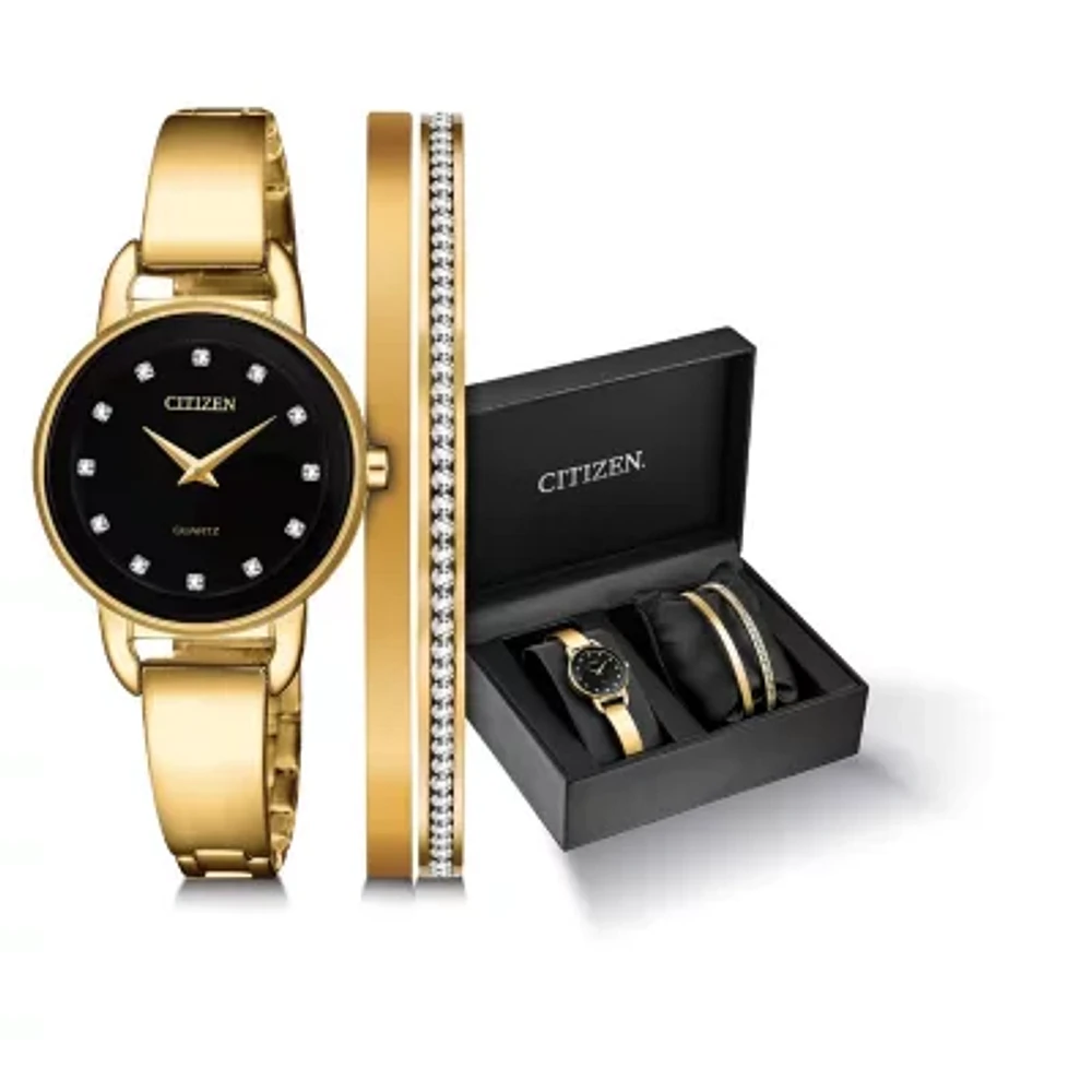 Citizen Womens Gold Tone Stainless Steel Bangle Watch 2 Piece Set -Ez6372-69e