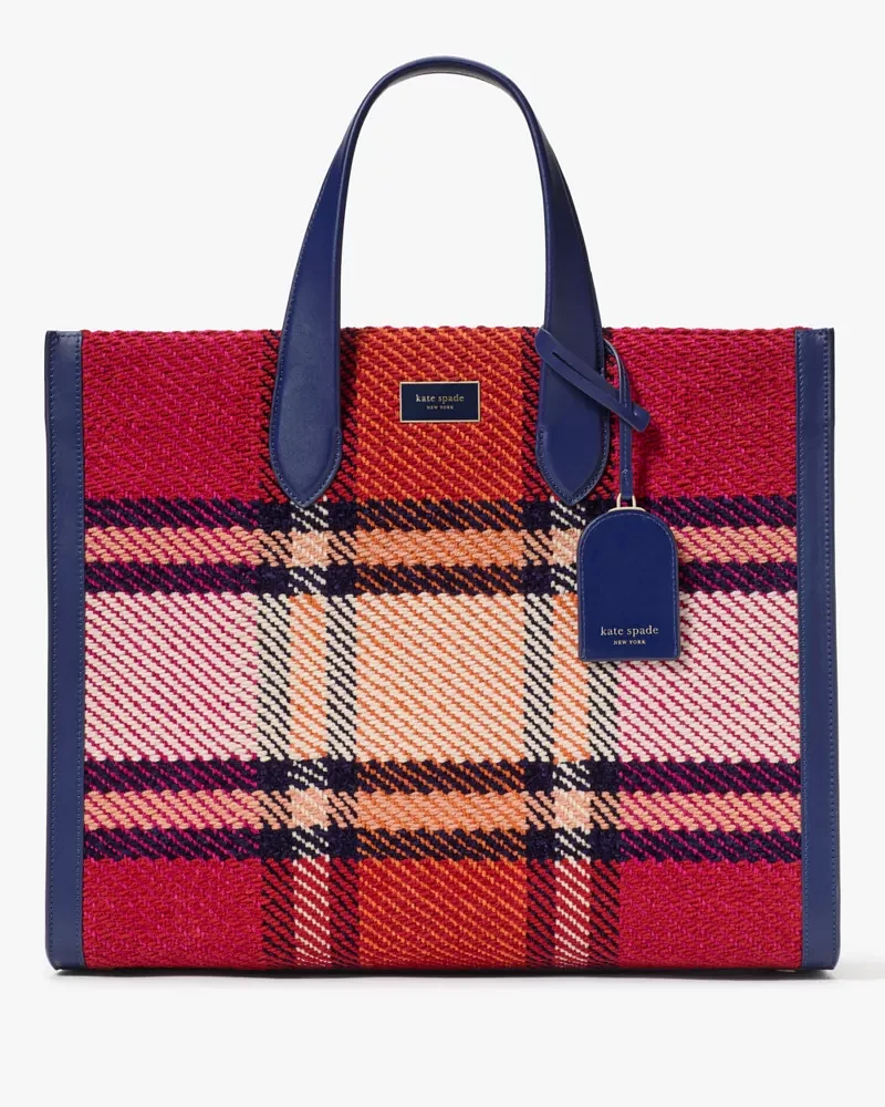 Manhattan Grand Plaid Tweed Large Tote