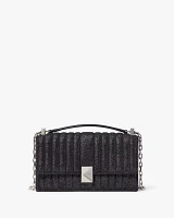 Deco Quilted Glitter Suede Mini Flap Chain Crossbody
