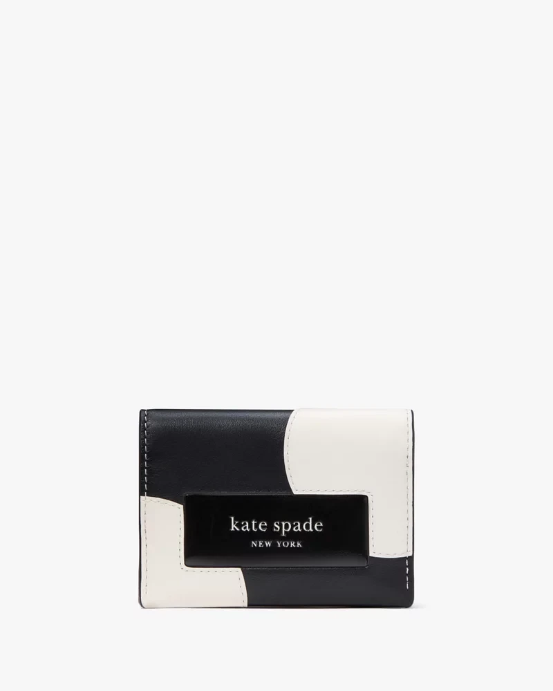 Label Dot Applique Card Case Trifold Wallet