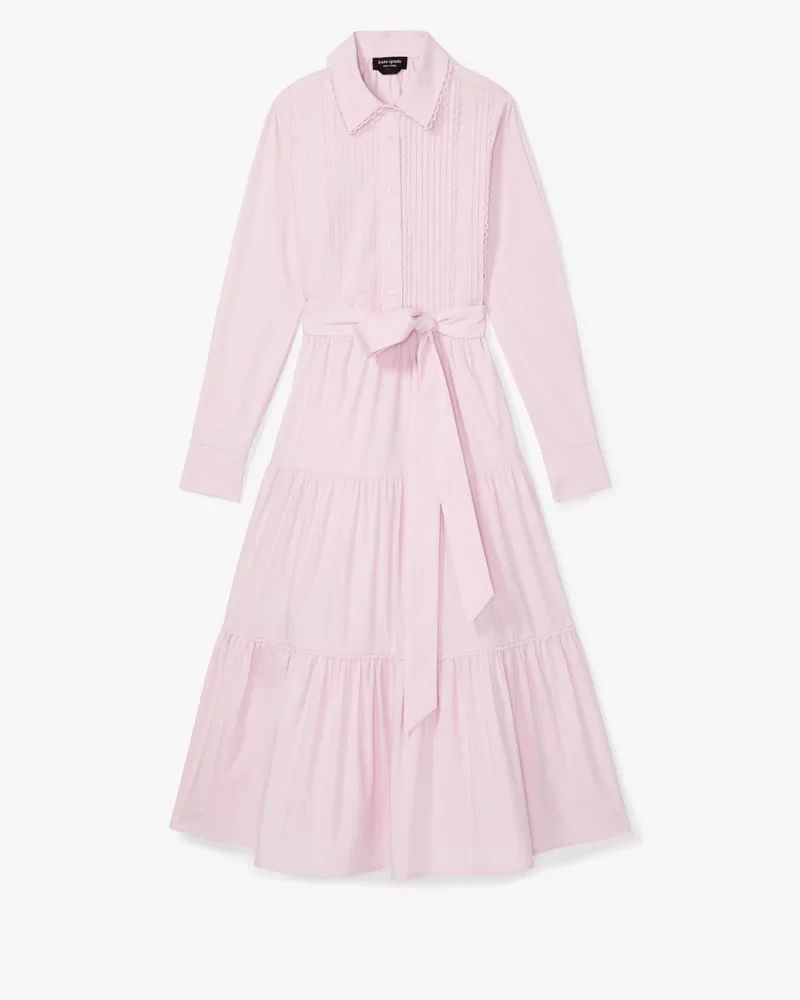 Pintuck Tiered Shirt Dress