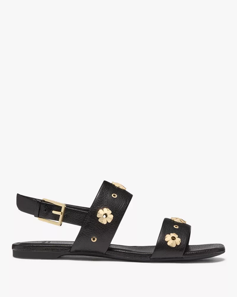 Spade Flower Stud Flat Sandals