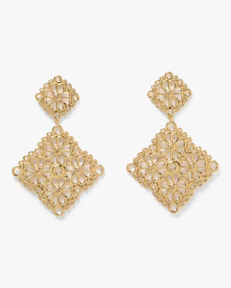 Spade Flower Lace Drop Earrings