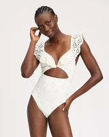 Eyelet Ruffle One-piece Swimsuit