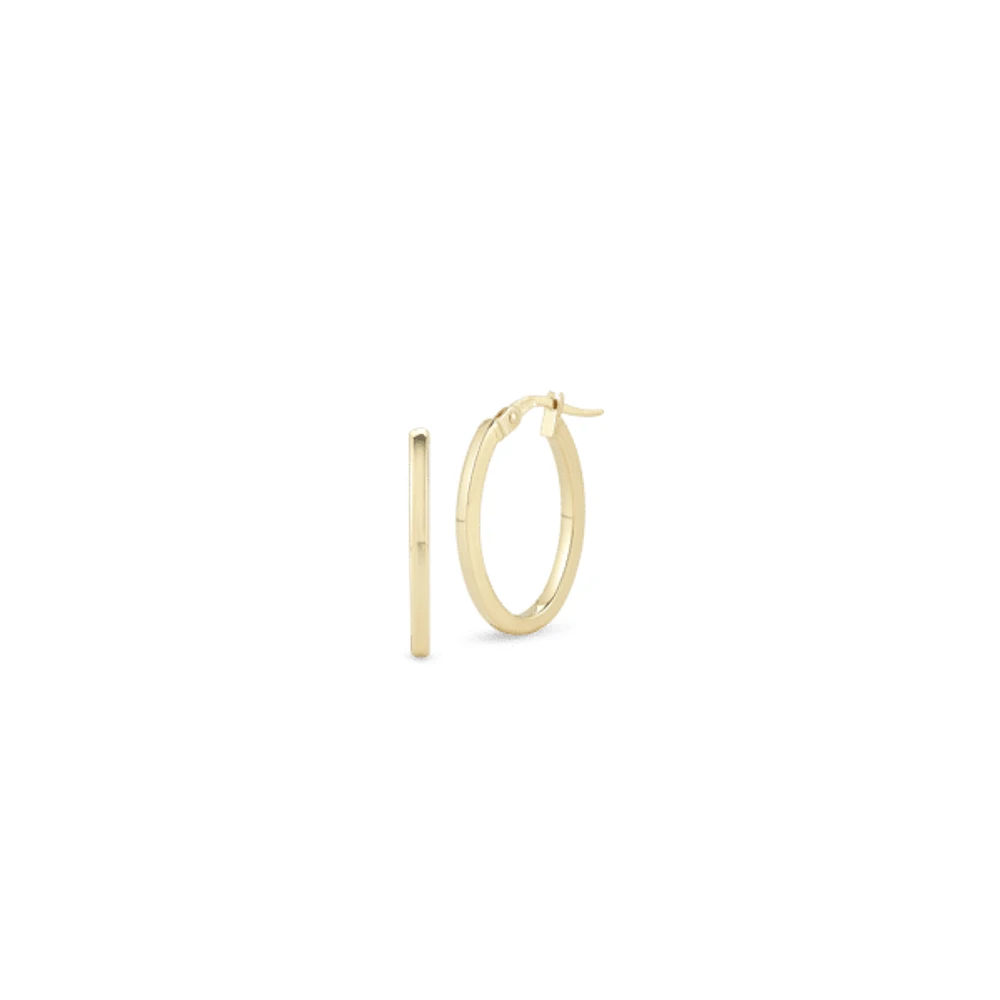 Shop designer gold petite square edge oval hoop earrings in Canada | La Maison MonacoShop