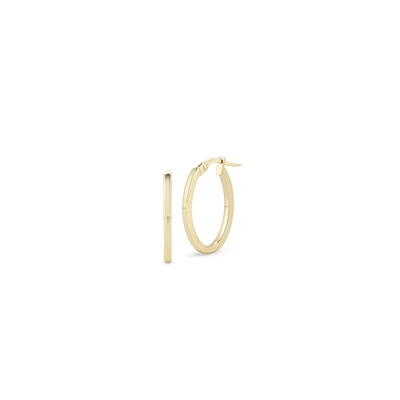 Shop designer gold petite square edge oval hoop earrings in Canada | La Maison MonacoShop