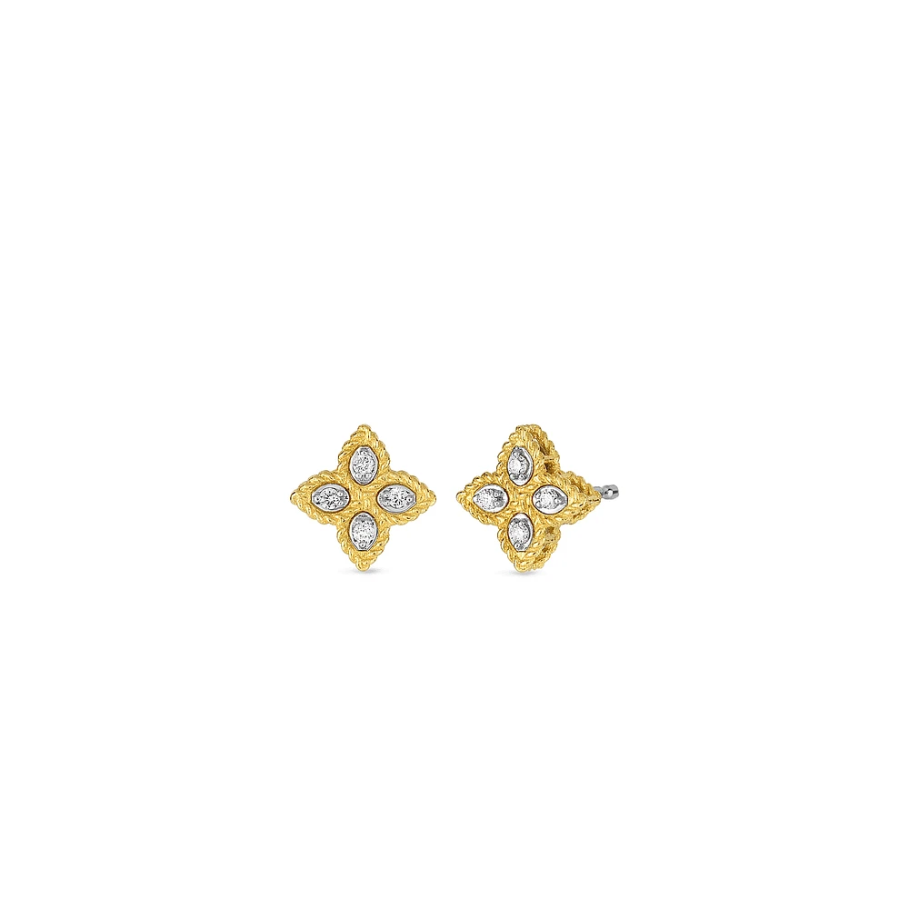 Shop gold princess flower small diamond stud earrings in Canada | La Maison MonacoShop