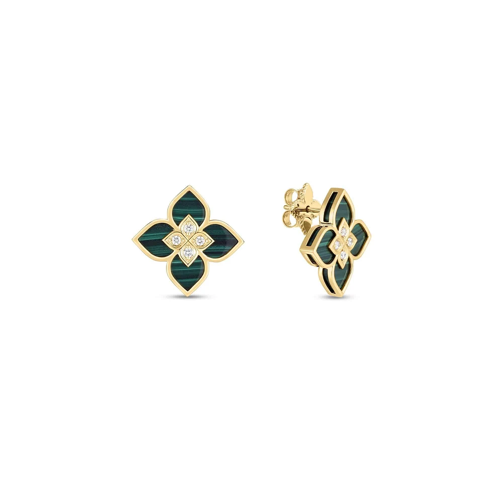 Shop venetian princess small malachite & diamond frame earrings in Canada | La Maison MonacoShop