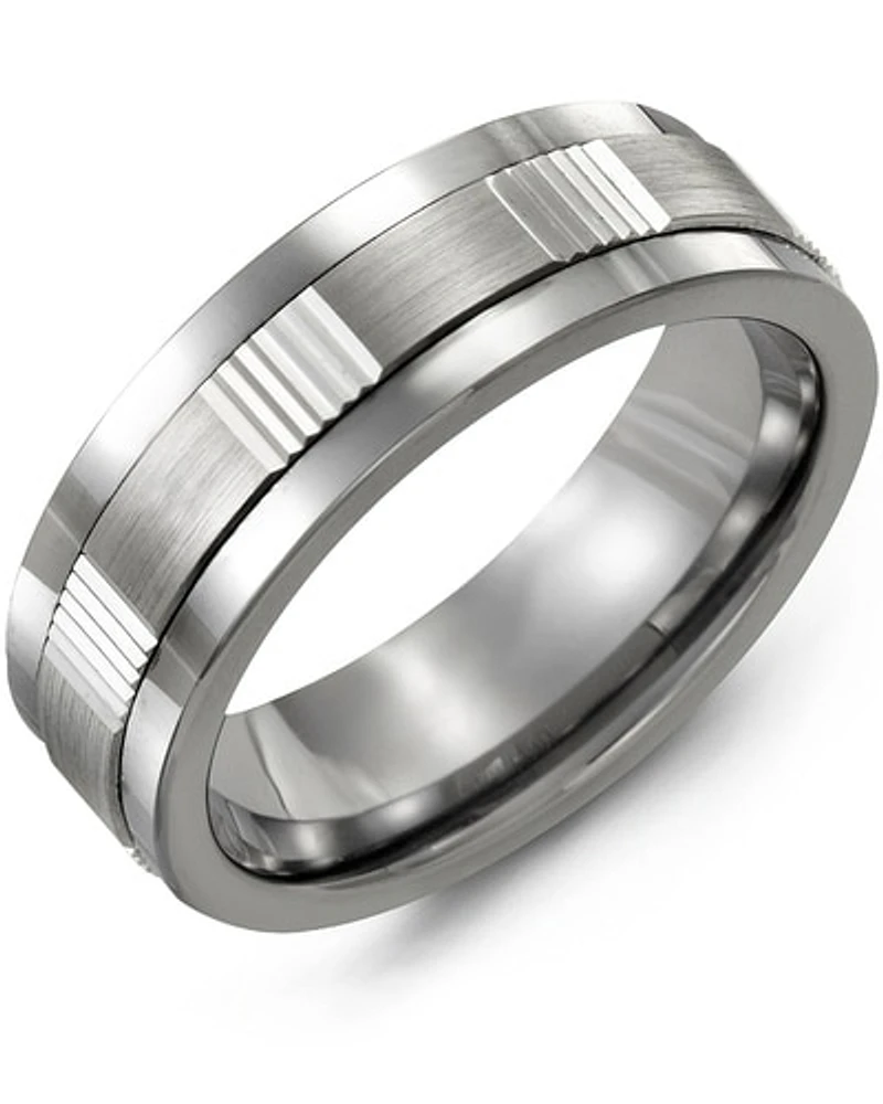 Shop men’s satin diamond cut wedding band in Canada | La Maison MonacoShop