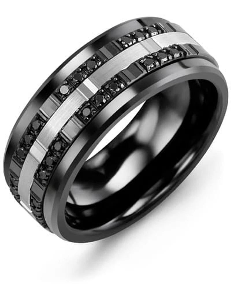 Shop men’s outer trio black diamonds wedding band in Canada | La Maison MonacoShop
