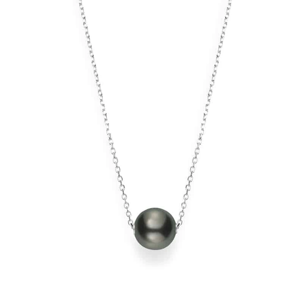 Shop black south sea cultured single pearl pendant in 18k white gold in Canada | La Maison MonacoShop
